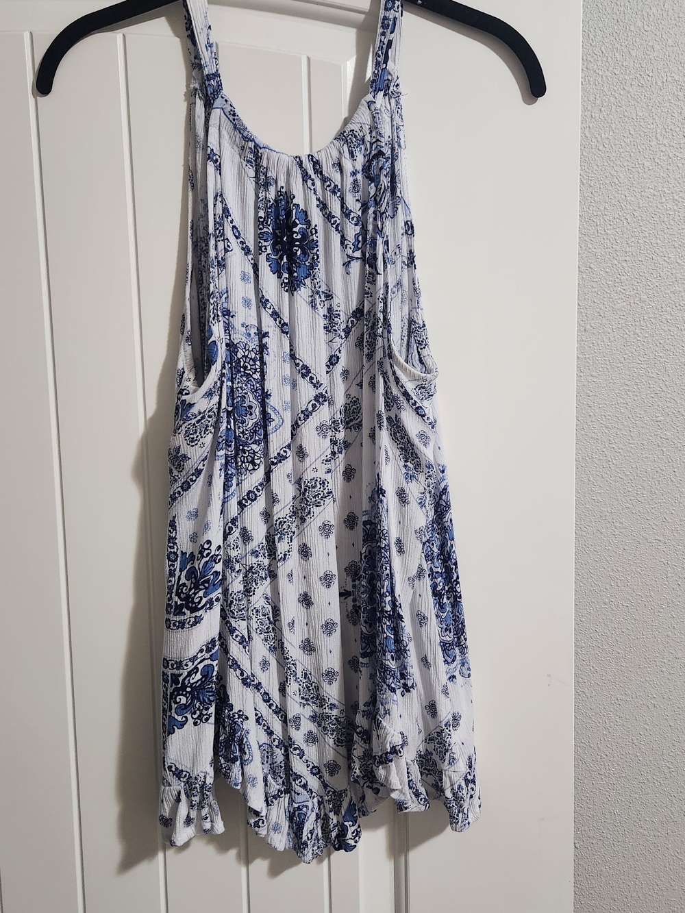 Blue and White Printed Tank
